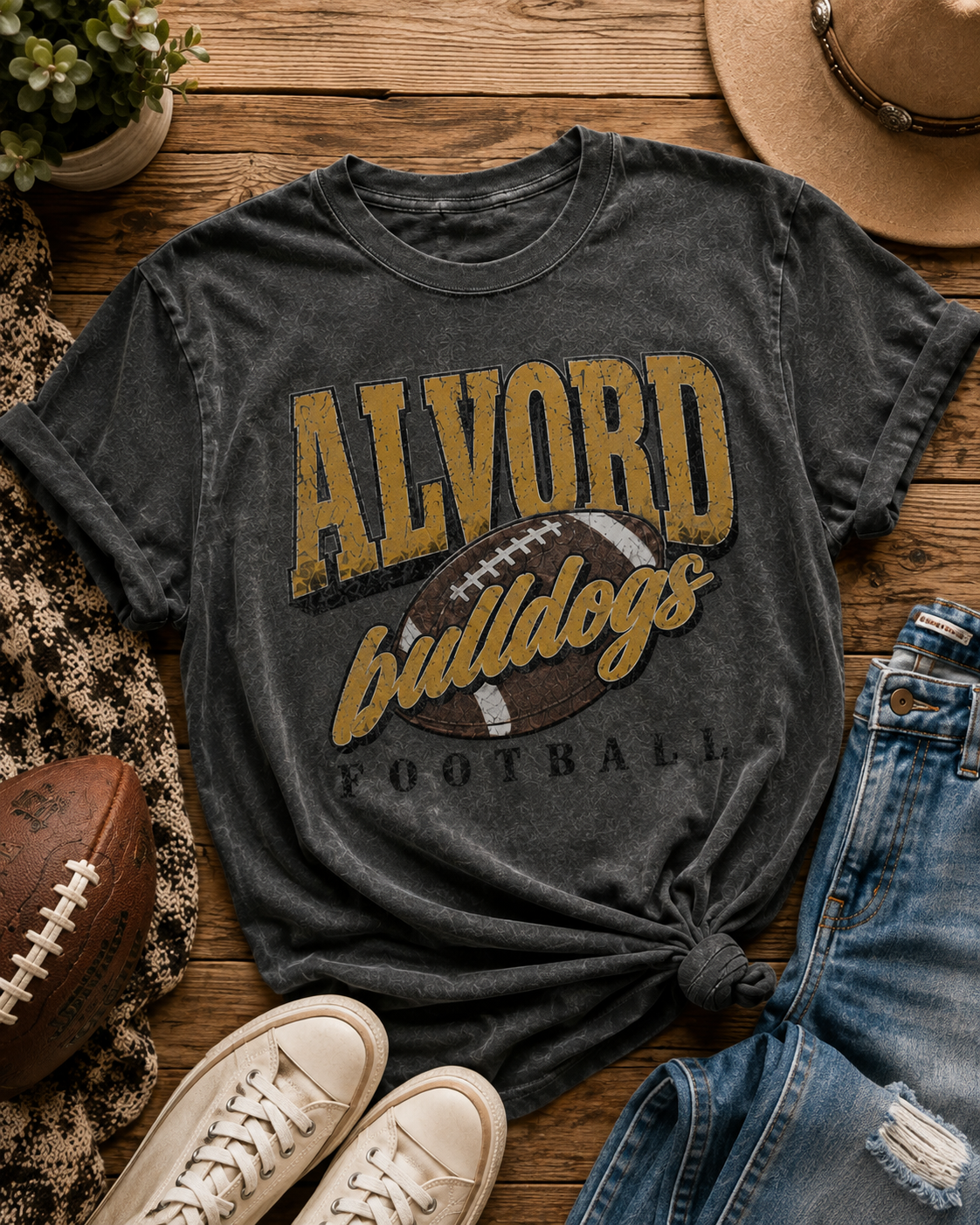 Playbook Fade | Alvord Bulldogs Football T-Shirt