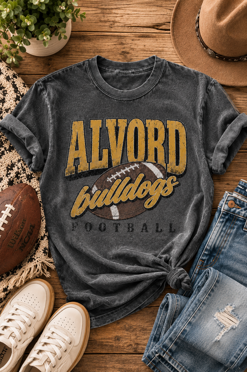 Playbook Fade | Alvord Bulldogs Football T-Shirt