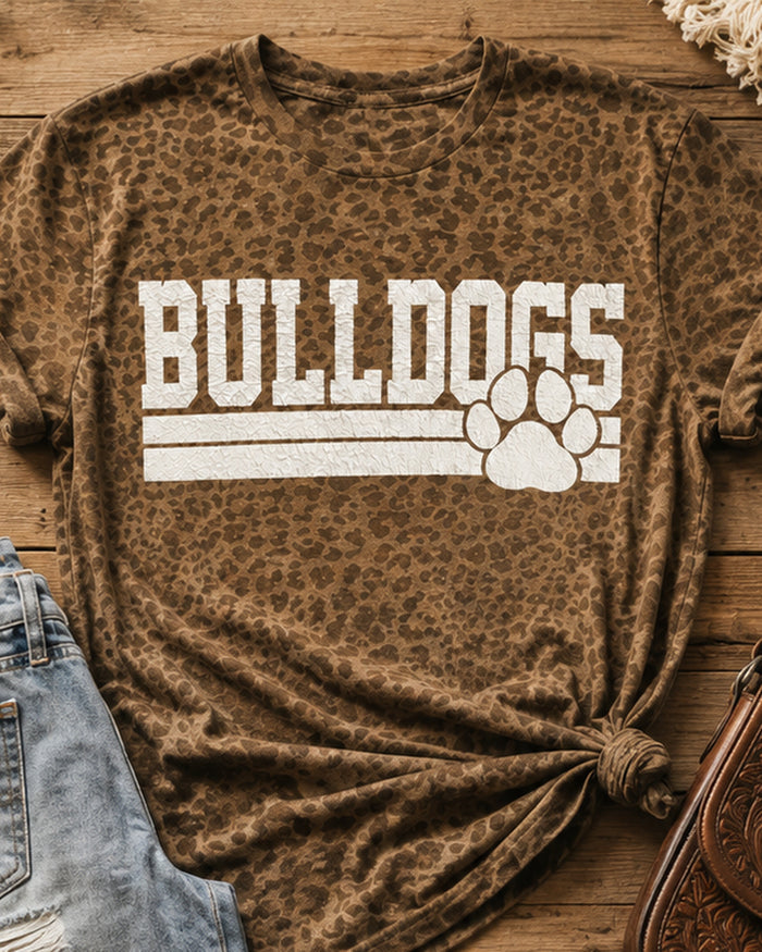 Paw Pressure | Bulldogs Leopard Print T-Shirt