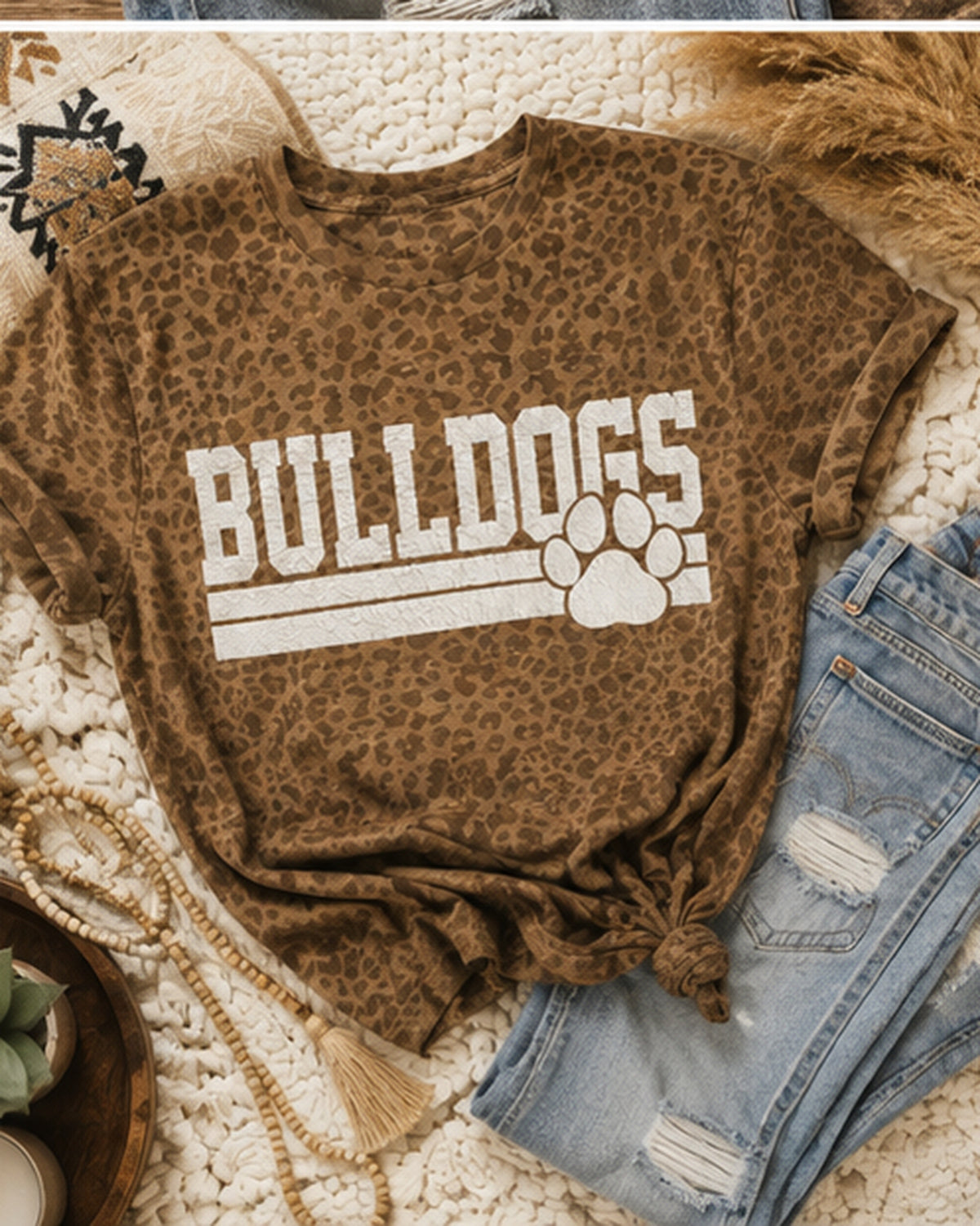 Paw Pressure | Bulldogs Leopard Print T-Shirt